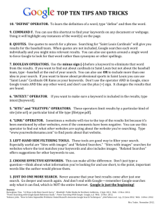 Google Tips and Tricks Handout