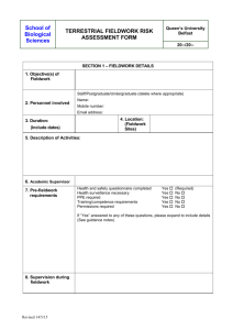 Generic Terrestrial Fieldwork Risk Assessment