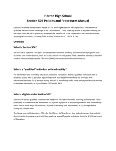 Herron High School 504 Policies and Procedures Manual revised