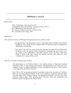 Tom Saaty CV - Pitt Business