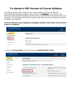 To Upload a PDF Version of Course Syllabus