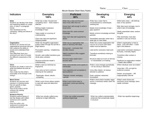 Short Story Rubric