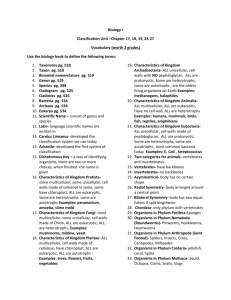 Biology I Classification Unit –Chapter 17, 18, 19, 23