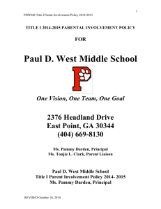 Amended Paul D West Middle School PARENTAL INVOLVEMENT