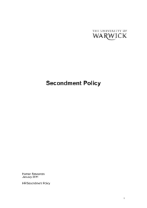 Secondment Policy - University of Warwick