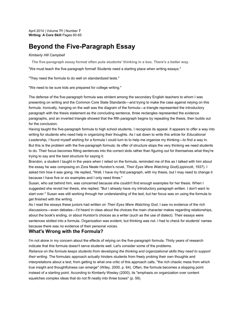 Beyond the 18 Paragraph Essay