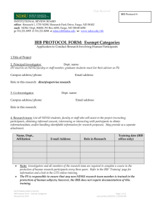 IRB Protocol - North Dakota State University