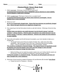 Chemical Bonds: Honors Study Guide