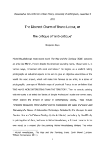 Benjamin Noys, "The Discreet Charm of Bruno Latour, or The