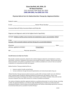 Sample Physician Referral Form for MNT RD Services