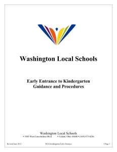 Purpose and Procedures for Early Entrance to Kindergarten