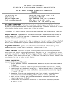 REC 419 Survey Techniques in Rec