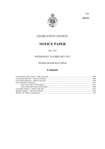 notice paper 123 - 20 february 2013