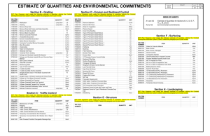 Estimate Sheet for Section Method Plans