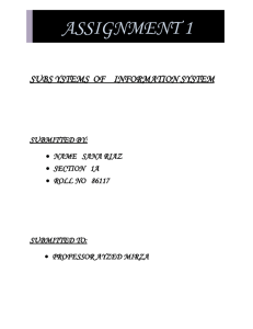 SUB SYSTEMS OF INFORMATION SYSTEM