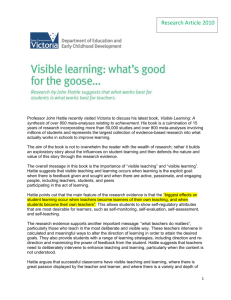 ISLN Visible Learning What`s Good for the Goose