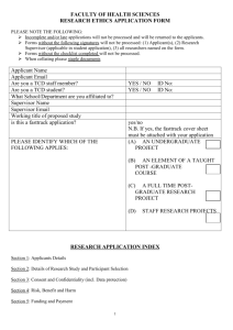 Ethics Application Form - Faculty of Health Sciences