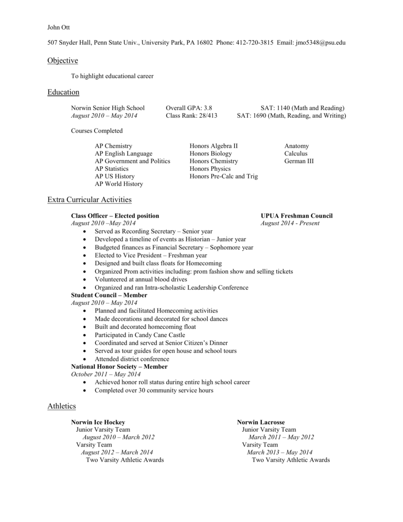 My Resume Personal psu edu