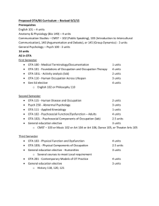 Proposed OTA/BS Curriculum – Revised 9/2/15