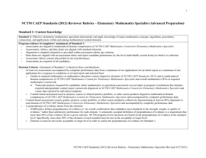 Reviewer Rubrics - Elementary Mathematics Specialist