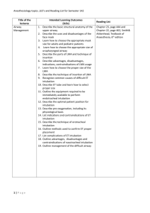 Anesthesia Lectures, ILO`s and Reading List Semester 142