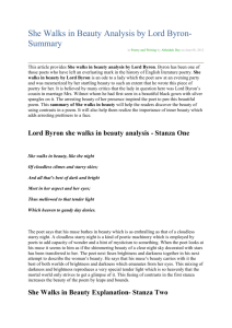 She Walks in Beauty Analysis by Lord Byron