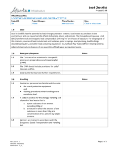 EMS Lead Checklist template - Alberta Ministry of Infrastructure