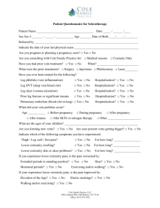 Patient Questionnaire for Sclerotherapy