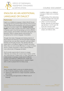 English as an Additional Language or Dialect (EAL/D)
