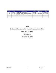 TESS Instrument Contamination Control Implementation Plan