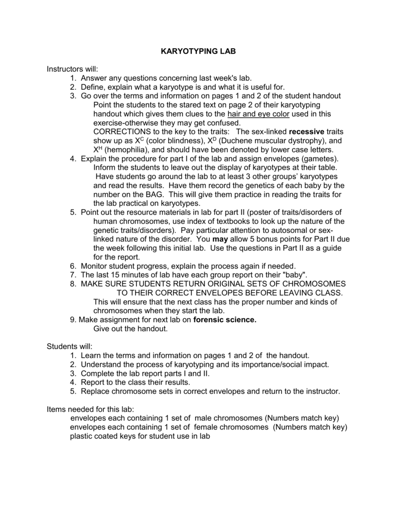 Biology Karyotype Worksheet Answers Key Promotiontablecovers