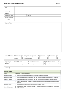 Plant Risk Assessment Proforma Page