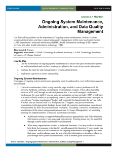 5 Ongoing System Maintenance, Administration, and Data Quality