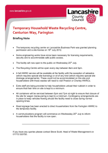 Temporary Household Waste Recycling Centre, Centurion Way