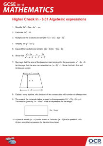 Higher Check In - 6.01 Algebraic expressions