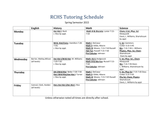 2014-2015 Spring Tutoring Schedule