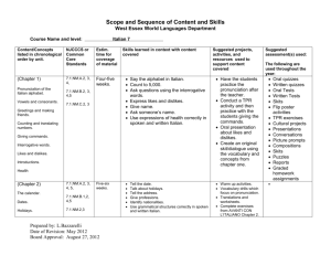 Scope and Sequence of Content and Skills