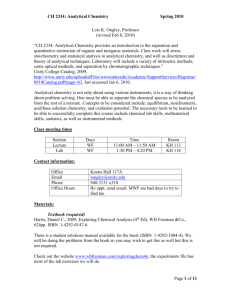 Analytical Chemistry syllabus