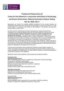 Postdoctoral Researchers (2) Centre for Pain
