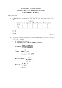 Engineering Chemistry Answer Scheme - UPS Semester 1