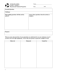 Physical and Chemical Properties worksheet