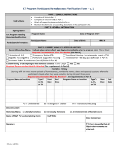 Homelessness Verification Form - updated 2015 04