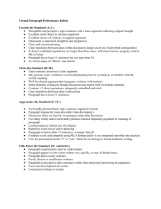 Formal Paragraph Performance Rubric