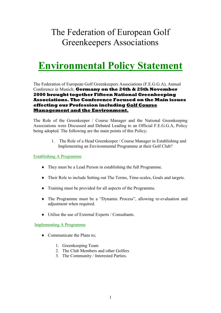 Environmental Policies Examples