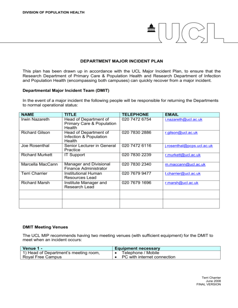 What Is A Major Incident Plan