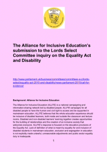 Equality Act Review Sept 2015 - Alliance for Inclusive Education