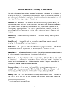 Archival Research Glossary and Exercise