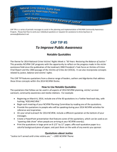 CAP TIPS 1 - NCVRW Community Awareness Project