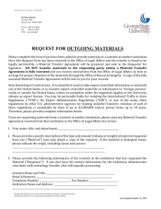 Request for Outgoing Materials Routing Form (updated 10-22-14)