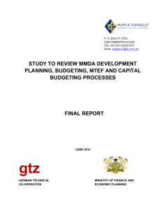 Study to review MMDA development planning, budgeting, MTEF and